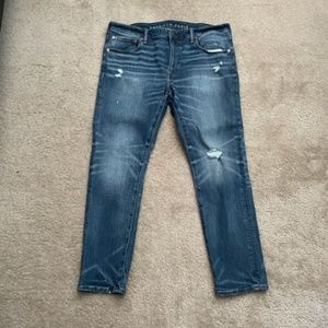 Skinny Fit Destructed Flex Jeans - Medium Blue - 38 x 30
